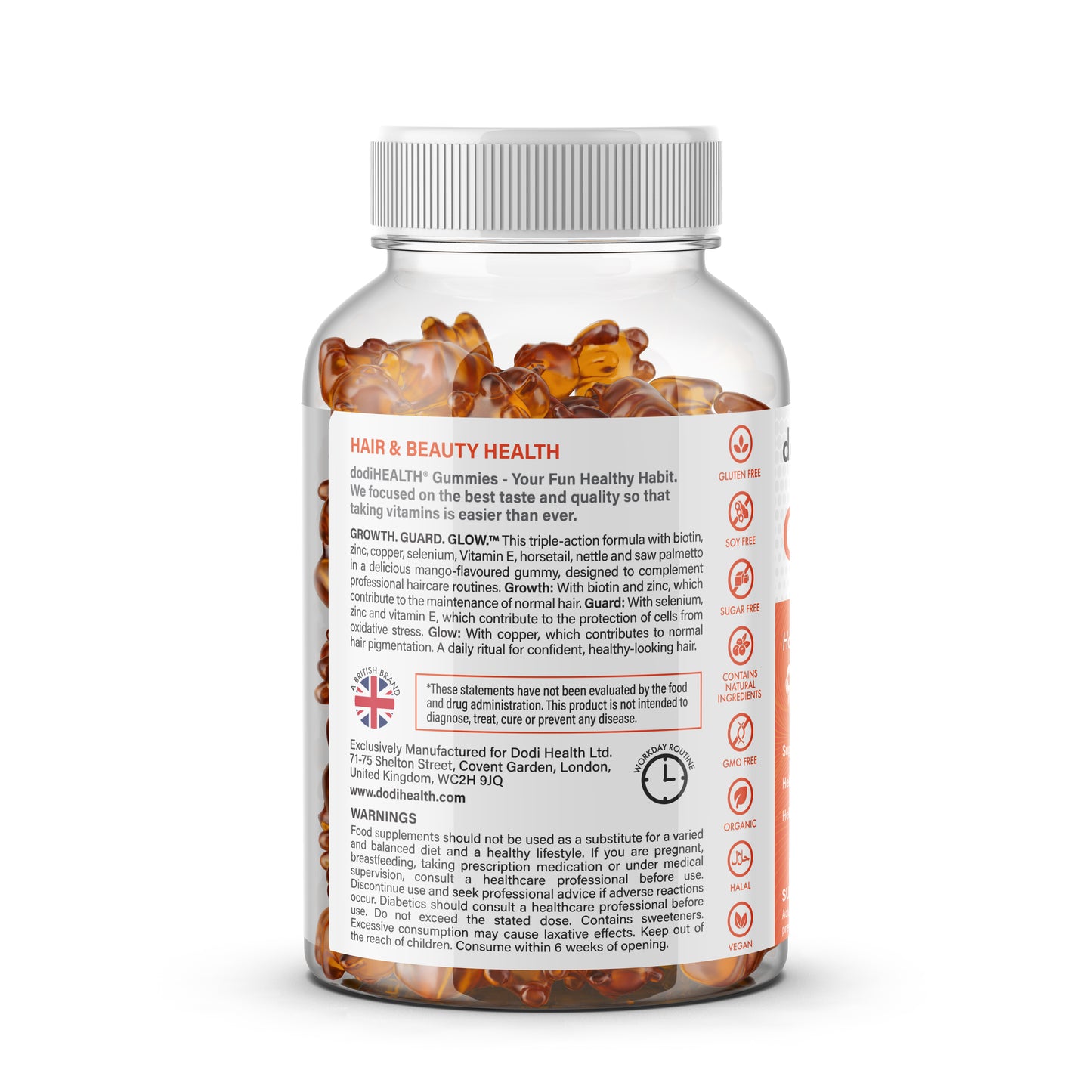 Only Hair Gummies bottle featuring mango-flavored hair growth supplements for healthy hair vitality.